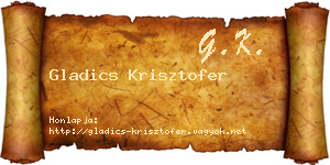 Gladics Krisztofer névjegykártya
